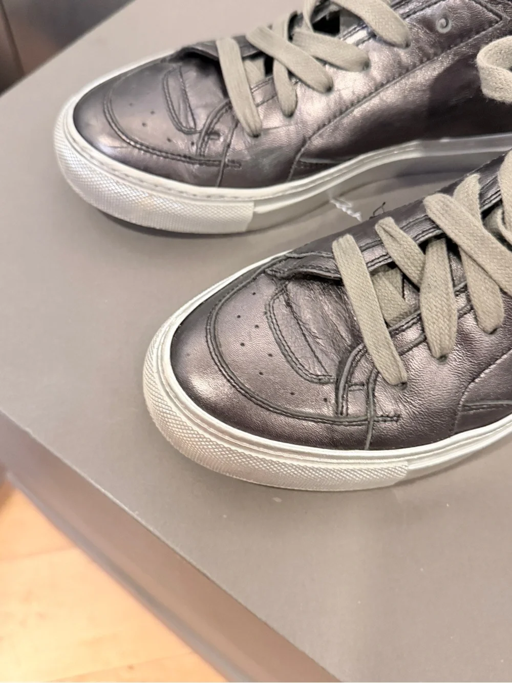 MM6 Maison Margiela Metallic Leather Low-Top Sneakers - Size 37